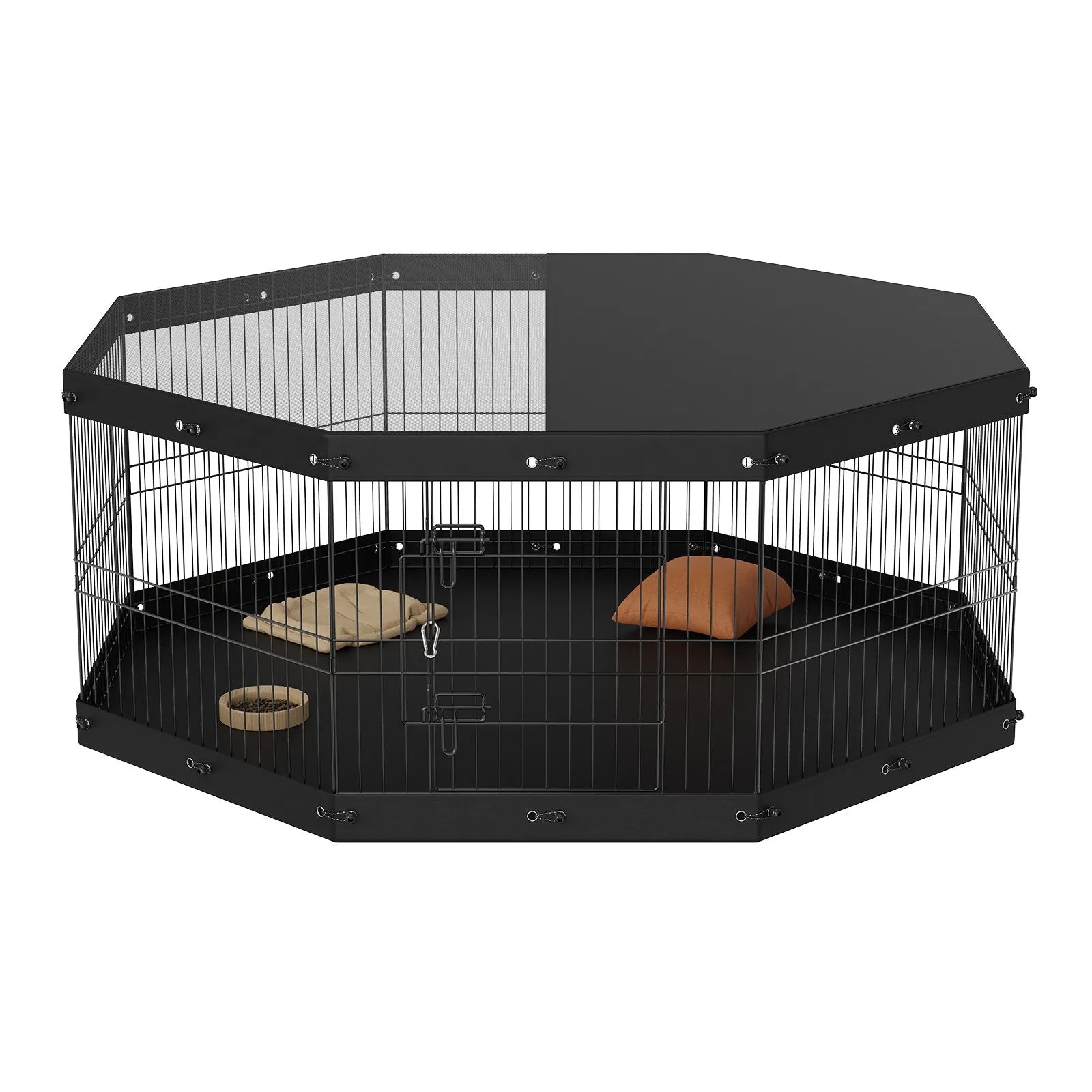 VEVOR Dog Playpen, 8 Panels Foldable Metal Dog Exercise Pen with Top Cover and Bottom Pad, 24