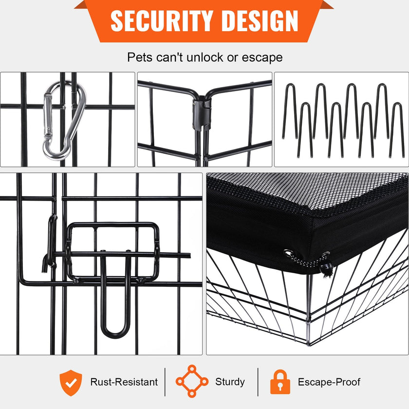 VEVOR Dog Playpen, 8 Panels Foldable Metal Dog Exercise Pen with Top Cover, 24