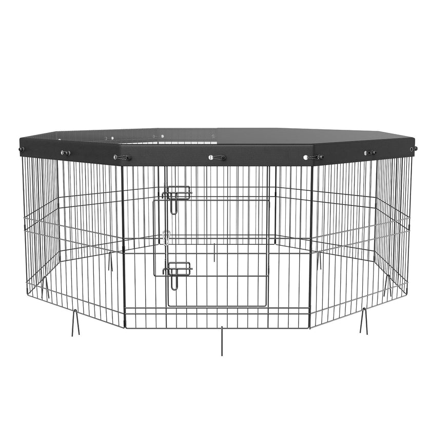 VEVOR Dog Playpen, 8 Panels Foldable Metal Dog Exercise Pen with Top Cover, 24