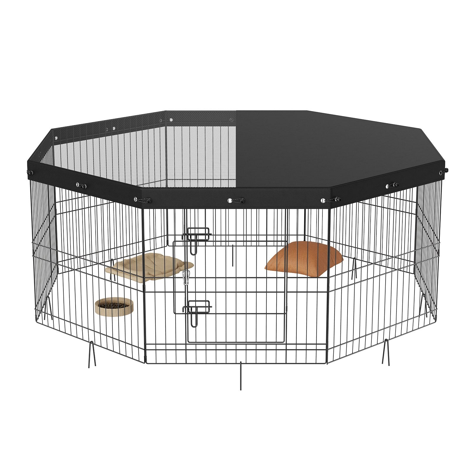 VEVOR Dog Playpen, 8 Panels Foldable Metal Dog Exercise Pen with Top Cover, 24