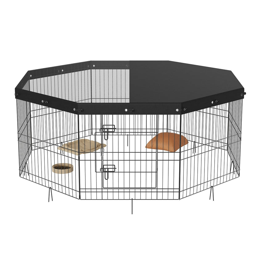 VEVOR Dog Playpen, 8 Panels Foldable Metal Dog Exercise Pen with Top Cover, 24