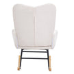 VEVOR Nursery Rocking Chair, 250 lbs Weight Capacity Teddy Fabric Upholstered Glider Rocker Chair with Soft Seat and High Backrest, Nursing Chair for Nursery, Bedroom, Living Room, Ivory White