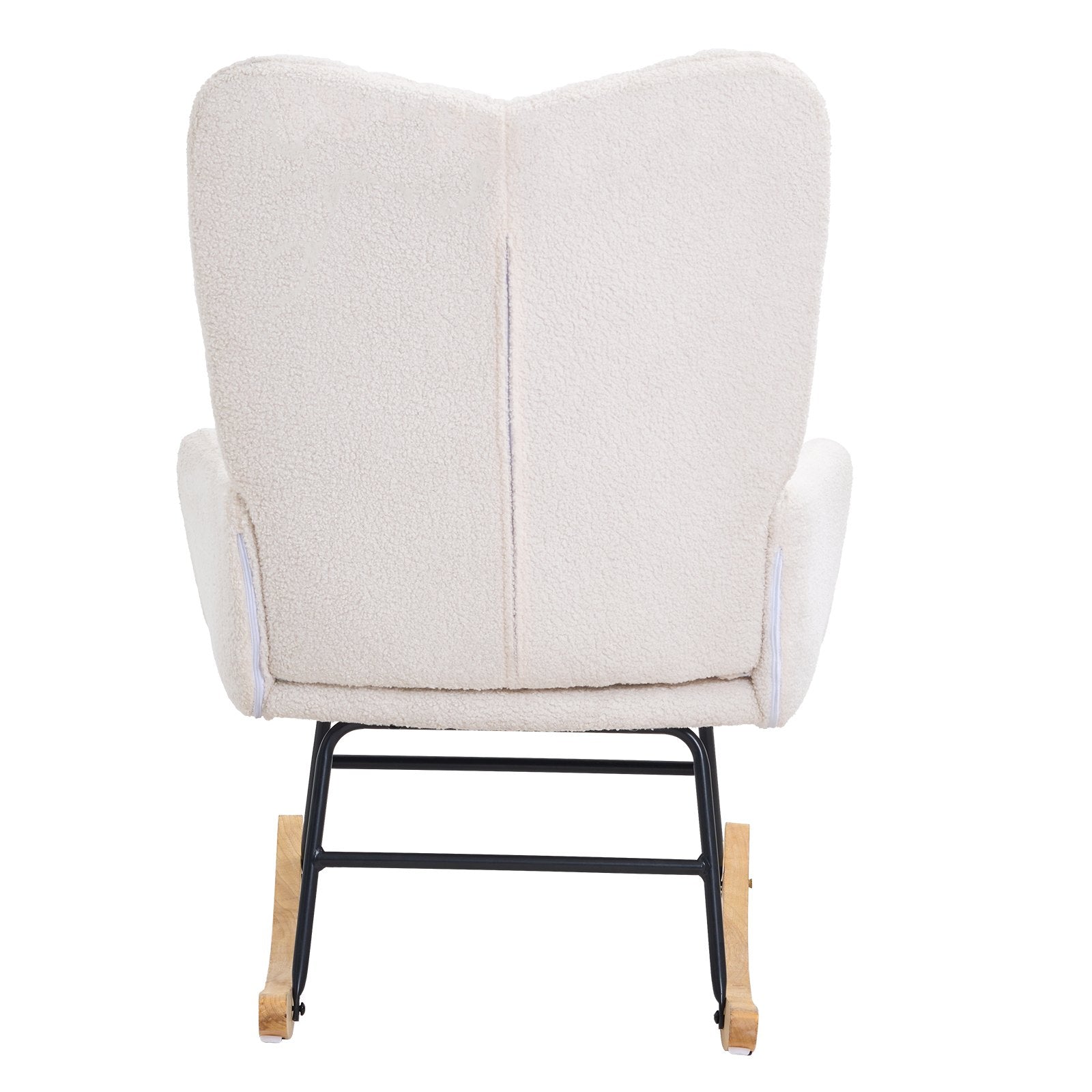 VEVOR Nursery Rocking Chair, 250 lbs Weight Capacity Teddy Fabric Upholstered Glider Rocker Chair with Soft Seat and High Backrest, Nursing Chair for Nursery, Bedroom, Living Room, Ivory White