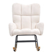 VEVOR Nursery Rocking Chair, 250 lbs Weight Capacity Teddy Fabric Upholstered Glider Rocker Chair with Soft Seat and High Backrest, Nursing Chair for Nursery, Bedroom, Living Room, Ivory White