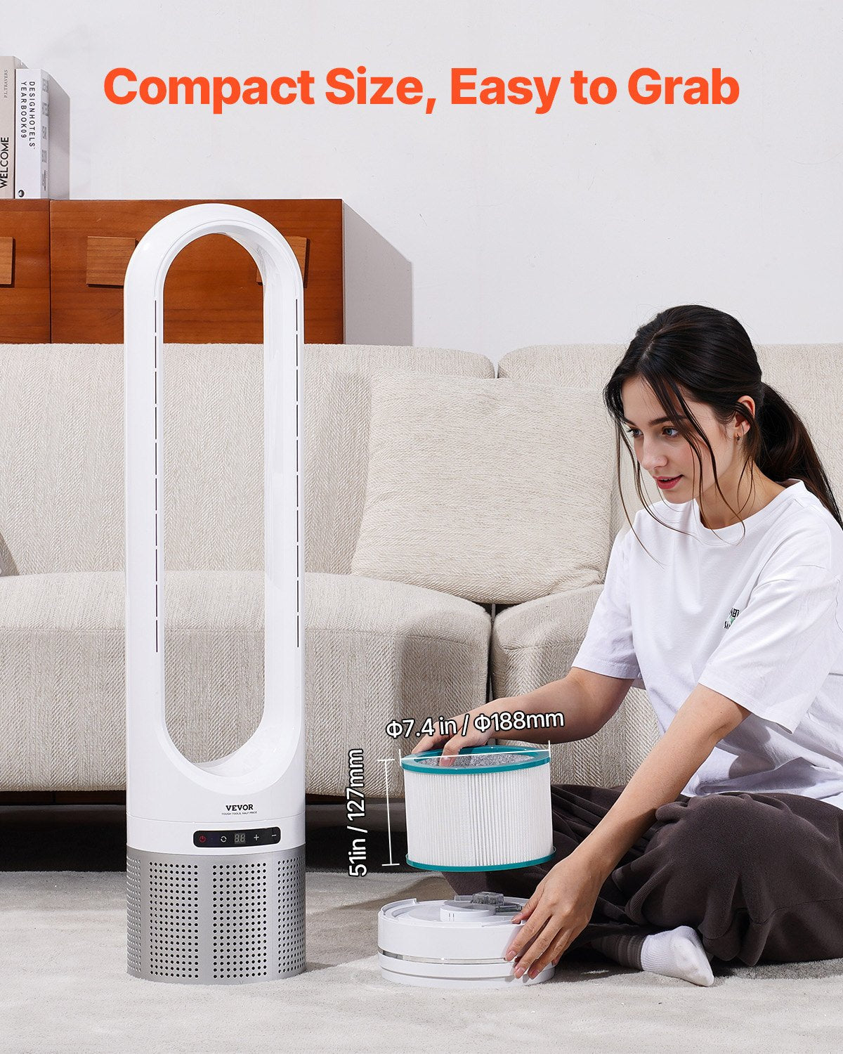 VEVOR Replacement Filter for Tower Fan with High-Density HEPA & Activated Carbon