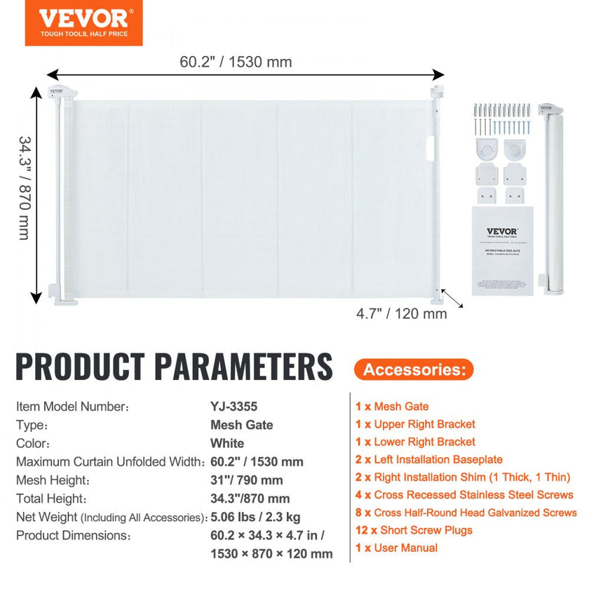VEVOR Mesh Baby Gate, 34.2