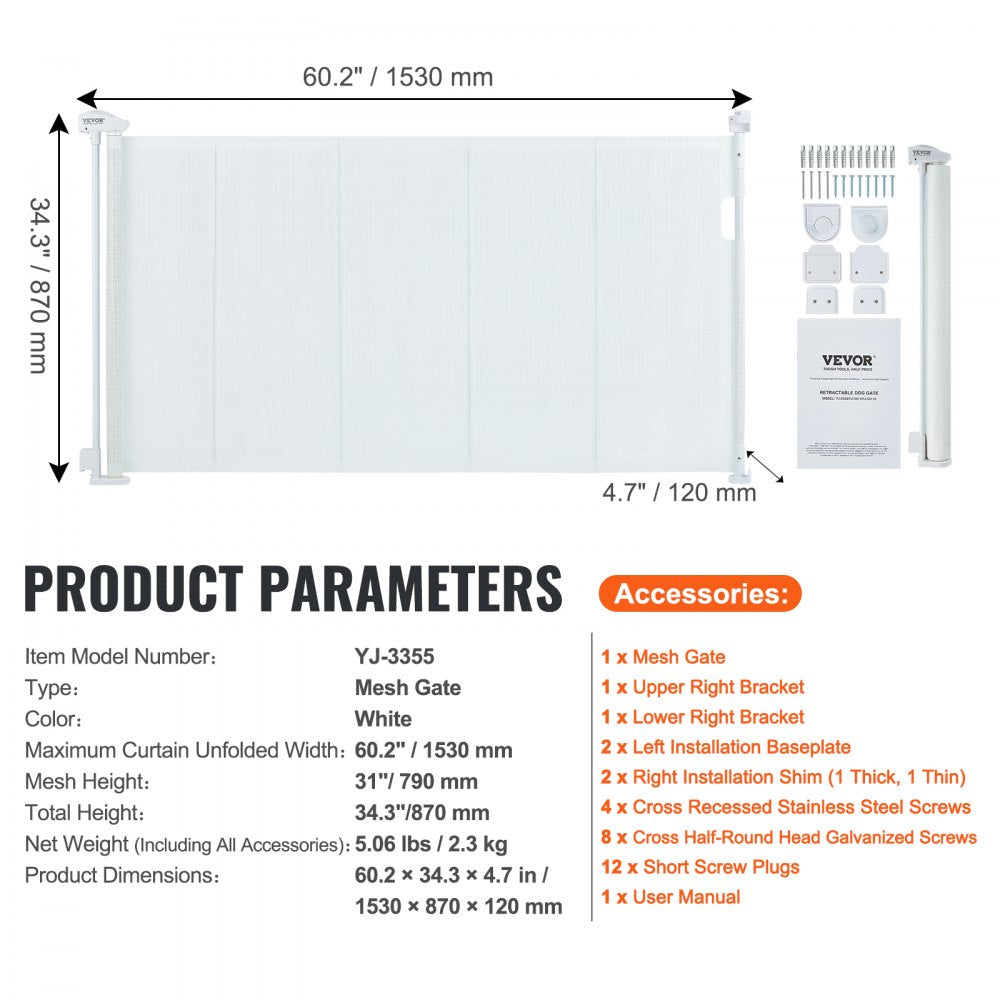 VEVOR Mesh Baby Gate, 34.2