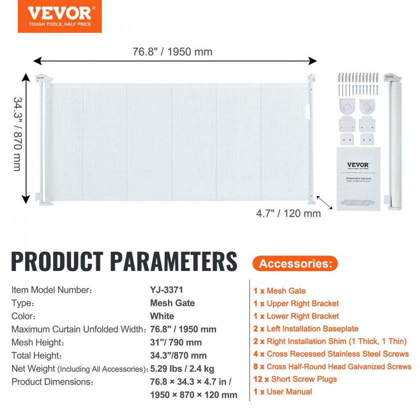 VEVOR Mesh Baby Gate, 34.2