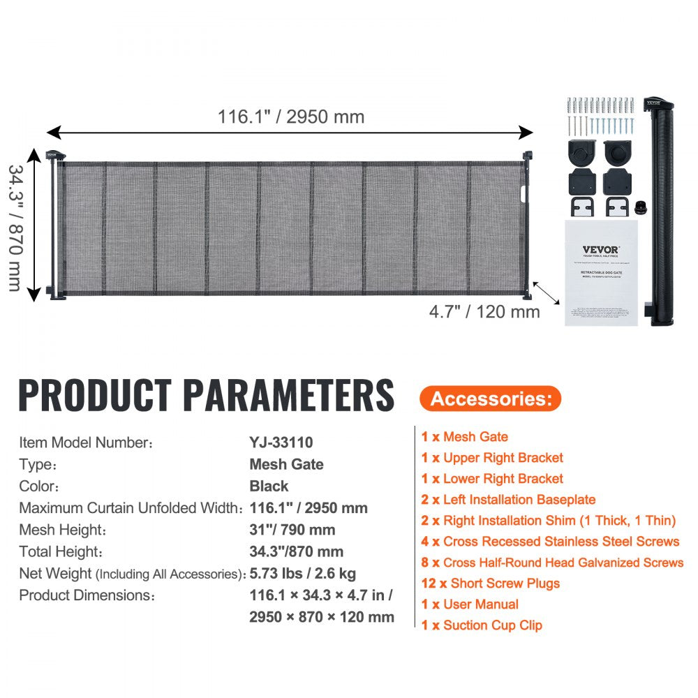 VEVOR Mesh Baby Gate, 34.2