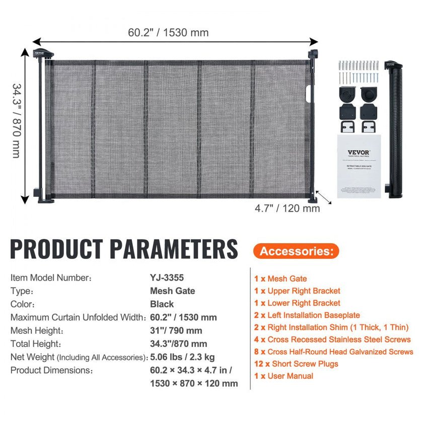 VEVOR Mesh Baby Gate, 34.2