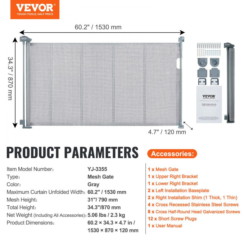 VEVOR Mesh Baby Gate, 34.2