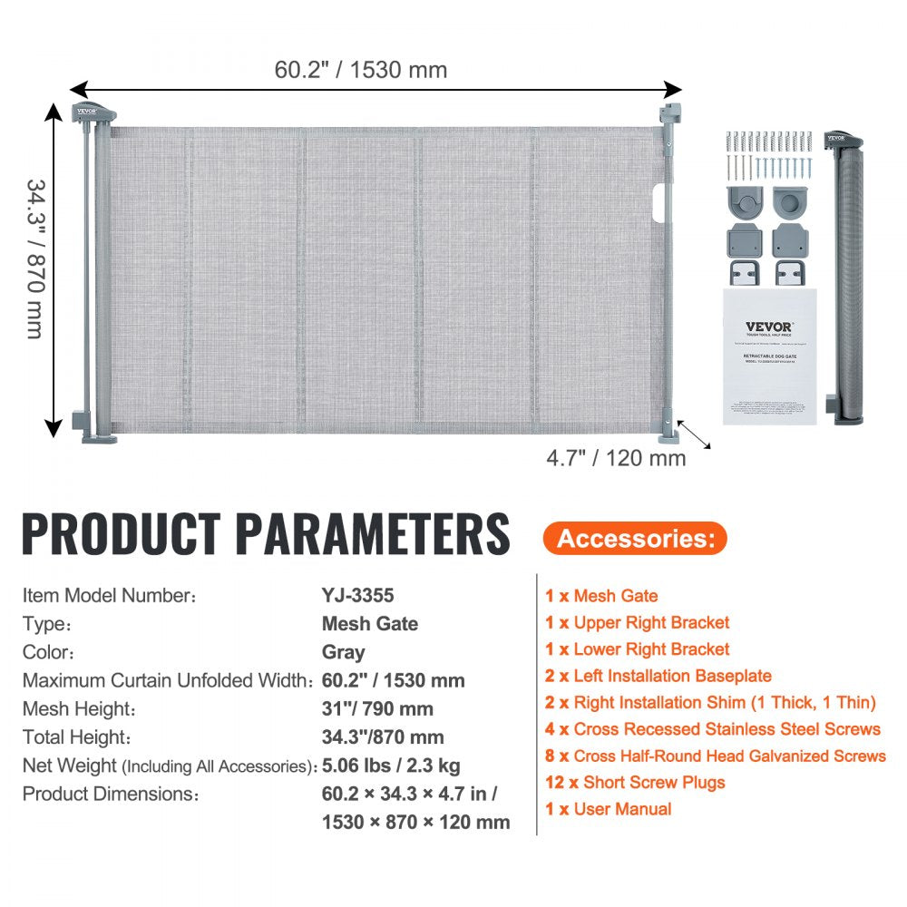 VEVOR Mesh Baby Gate, 34.2