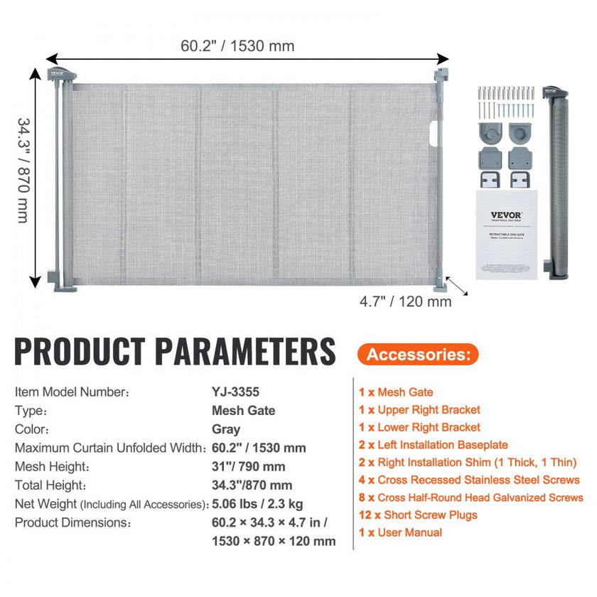 VEVOR Mesh Baby Gate, 34.2
