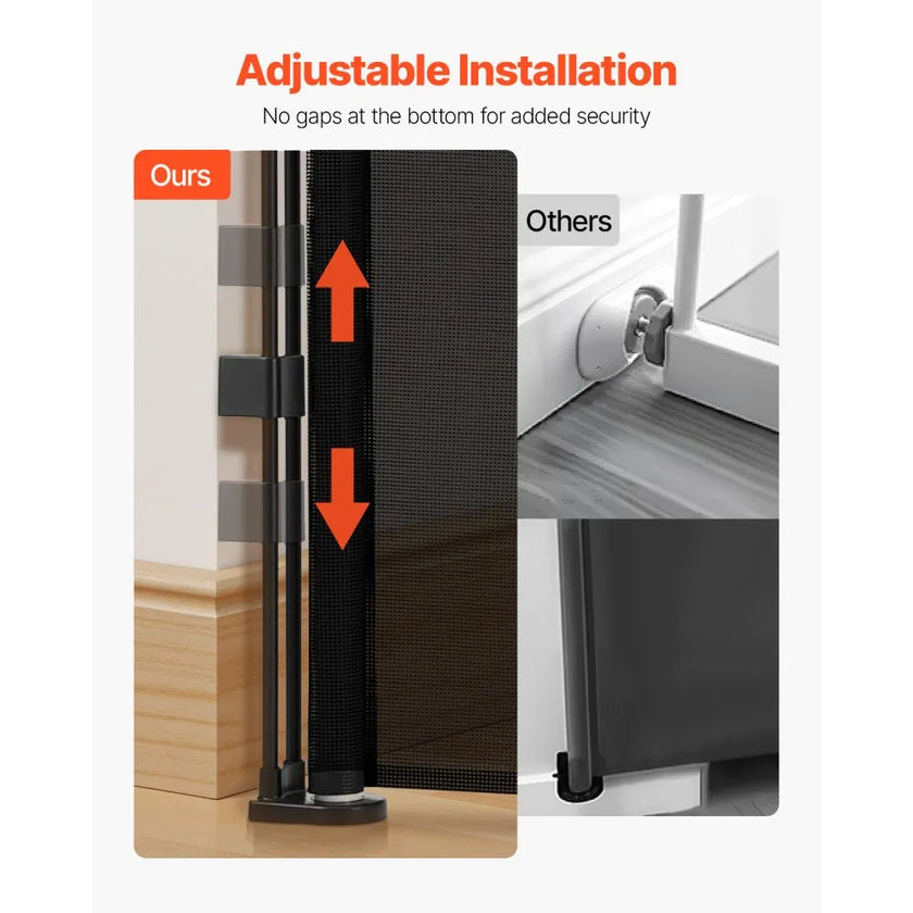 VEVOR Retractable Baby Gate 34 in Tall Extend to 71in Wide Kids Pets Black