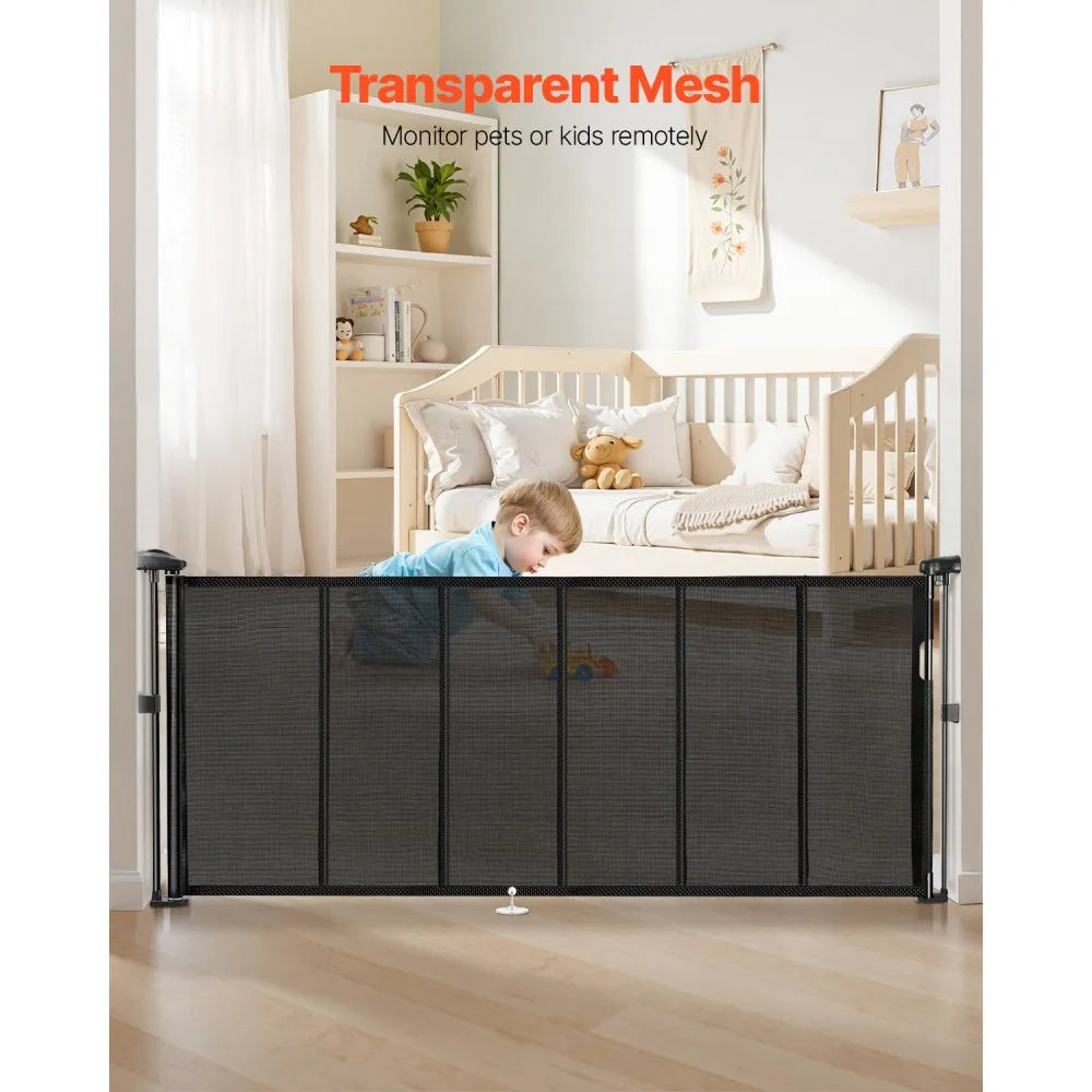 VEVOR Retractable Baby Gate 34 in Tall Extend to 71in Wide Kids Pets Black