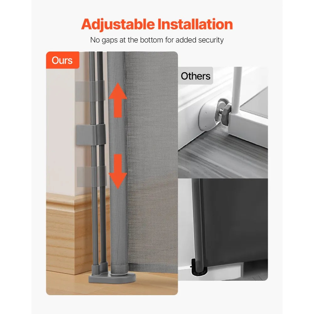 VEVOR Retractable Baby Gate 34 in Tall Extend to 71 in Wide Kids Pets Gray