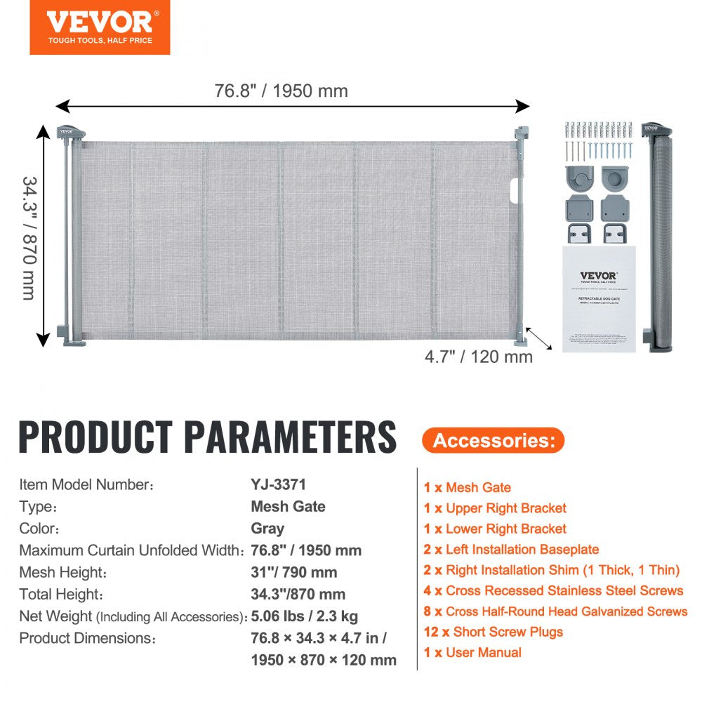 VEVOR Mesh Baby Gate, 34.2