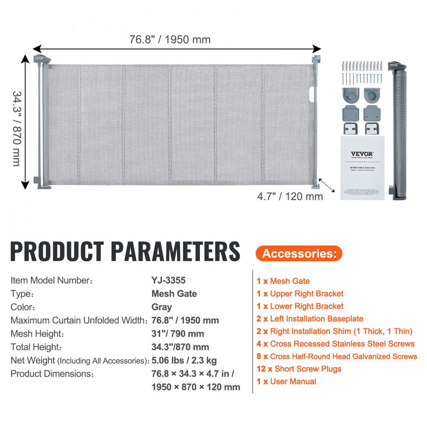 VEVOR Mesh Baby Gate, 34.2