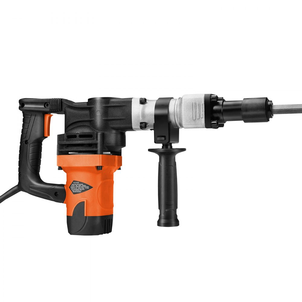 VEVOR Demolition Jack Hammer, 1400W Electric Jackhammer Heavy Duty, 2900 BPM Concrete Breaker 2pcs Chisels Bits Chipping W/Case, Gloves