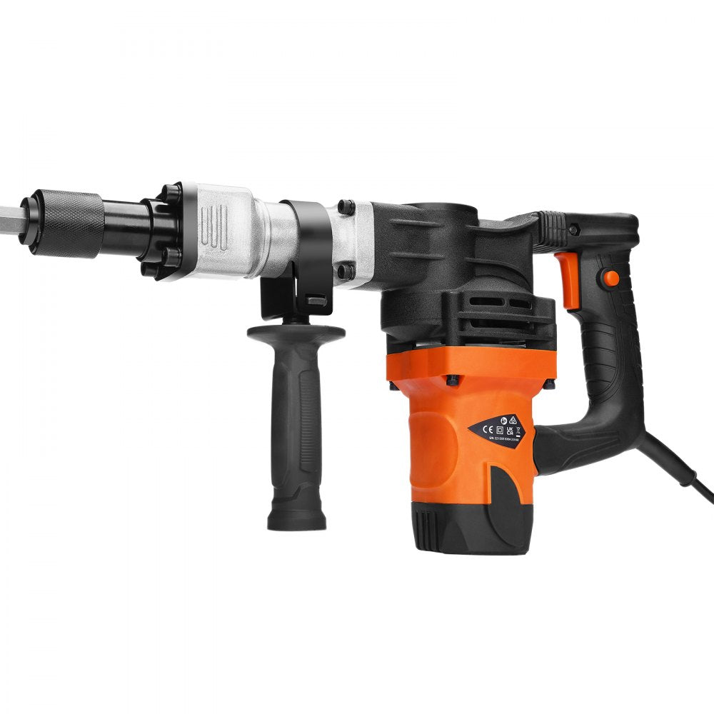 VEVOR Demolition Jack Hammer, 1400W Electric Jackhammer Heavy Duty, 2900 BPM Concrete Breaker 2pcs Chisels Bits Chipping W/Case, Gloves