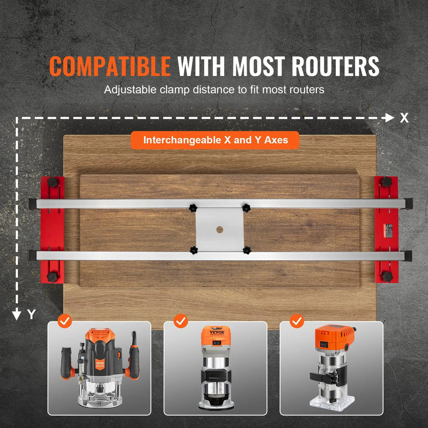 VEVOR Router Sled, 64 inches, Portable and Easy to Adjust Slab Flattening Jig, DIY Woodworking Router Sled for Flattening Slabs, Slab Guide Jig Trimming Planing Machine for Wood Flattening, Home DIY