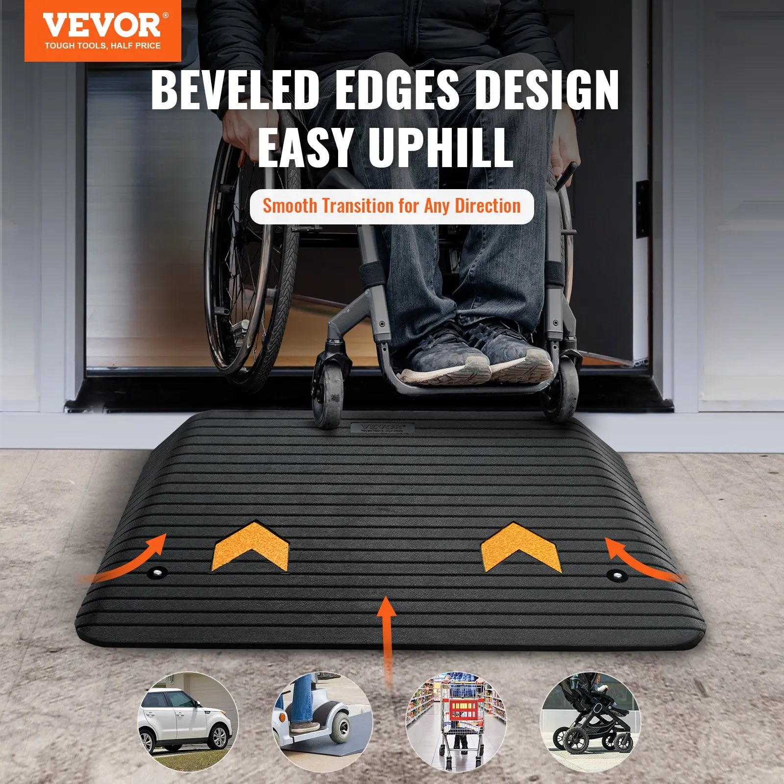 VEVOR Rubber Threshold Ramp, 4