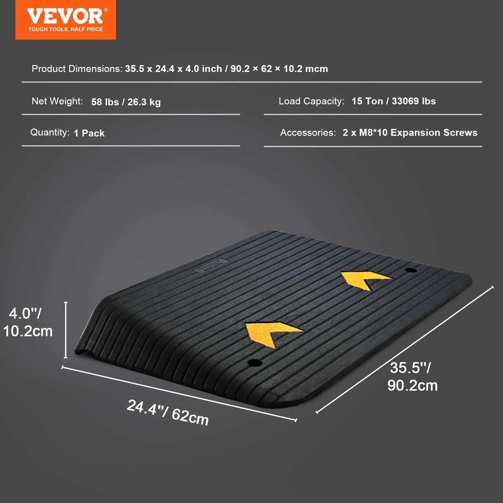 VEVOR Rubber Threshold Ramp, 4