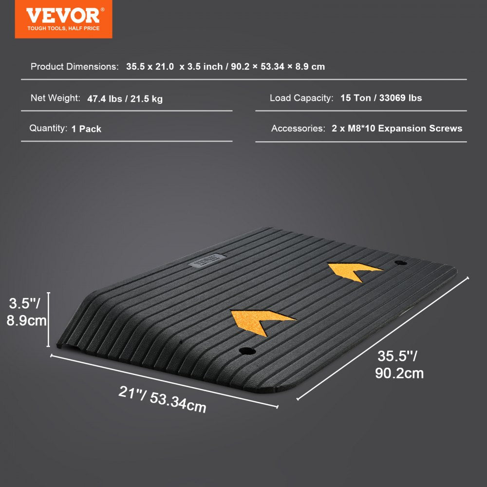 VEVOR Upgraded Rubber Threshold Ramp, 3.5