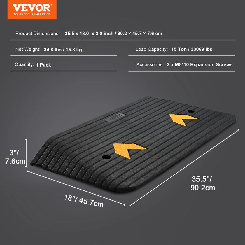 VEVOR Upgraded Rubber Threshold Ramp, 3