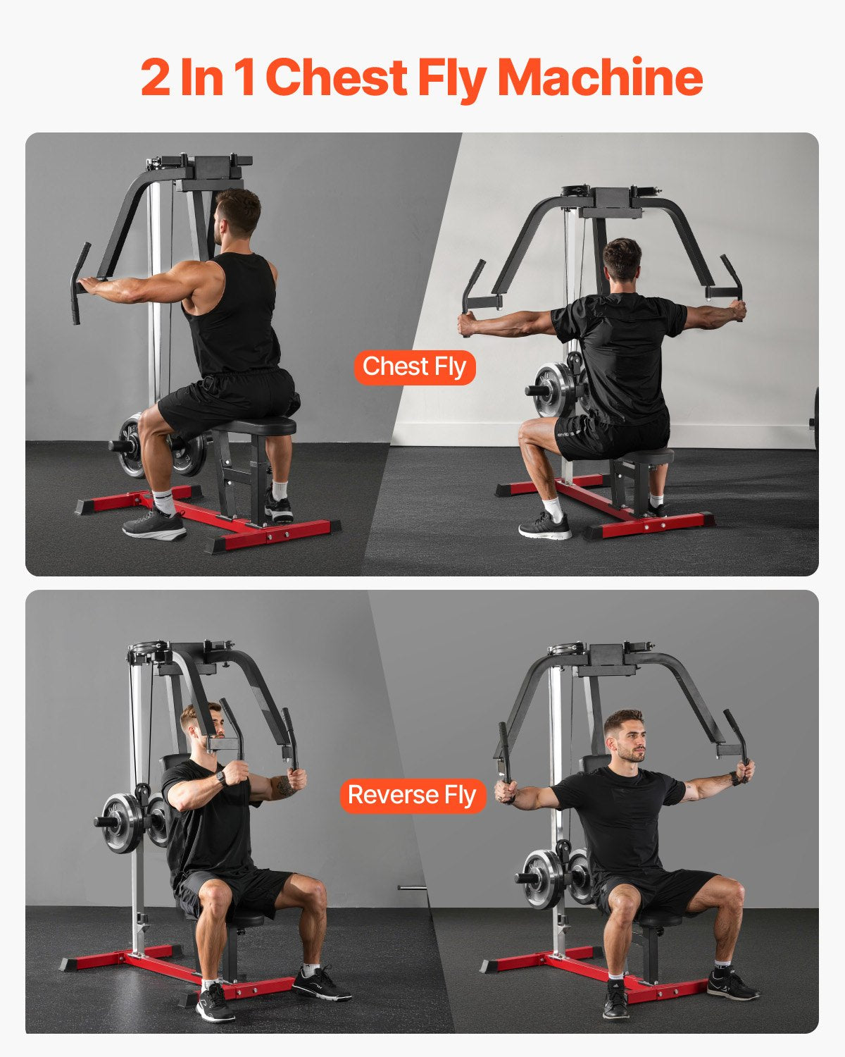 VEVOR Chest Fly Machine Adjustable Fly Reverse Delt Machine Upper Body Workout