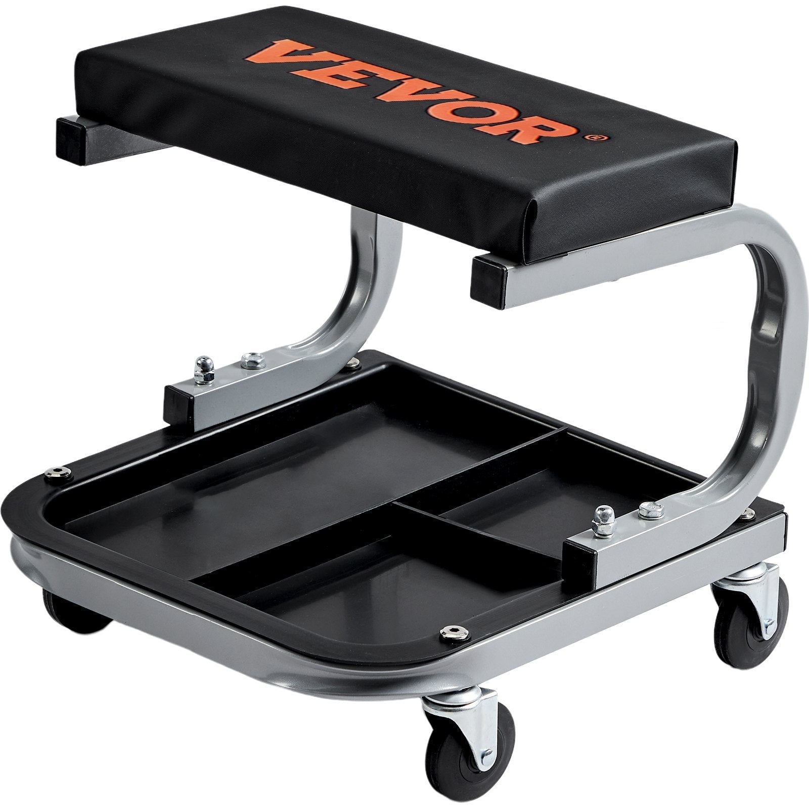 VEVOR Rolling Creeper Garage/Shop Seat, 250 LBS Capacity Padded Rolling Workshop Stool with Tool Tray Storage, Mechanic Stool for Garage, Shop, Auto Repair, Black