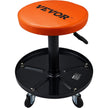 VEVOR Mechanic Stool, 250 LBS Rolling Pneumatic Creeper Garage/Shop Seat, Adjustable Height 16 in-22 in Padded Rolling Workshop Stool with Tool Tray, for Garage, Shop, Auto Repair, Black+Orange