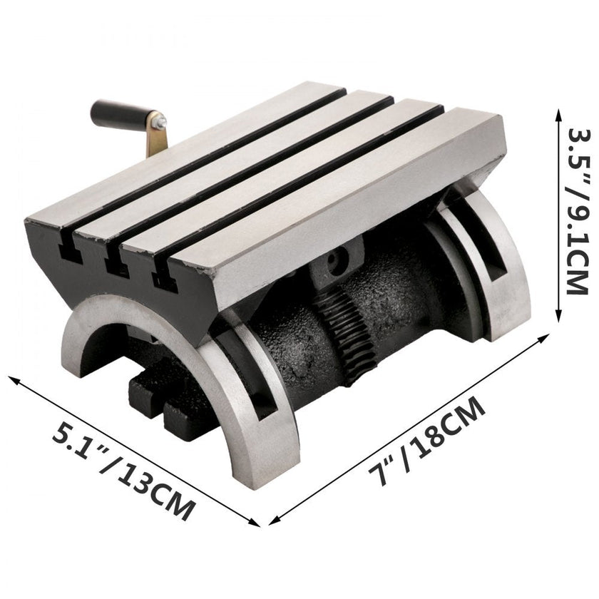 VEVOR Tilting Milling Table 7x5inch Tilting Angle Milling Machine 0-90°Adjustable Swivel Angle Plate with 3 T-slots and an Adjustable Crank Handle Heavy Duty Tilting Milling Machine for Grinding