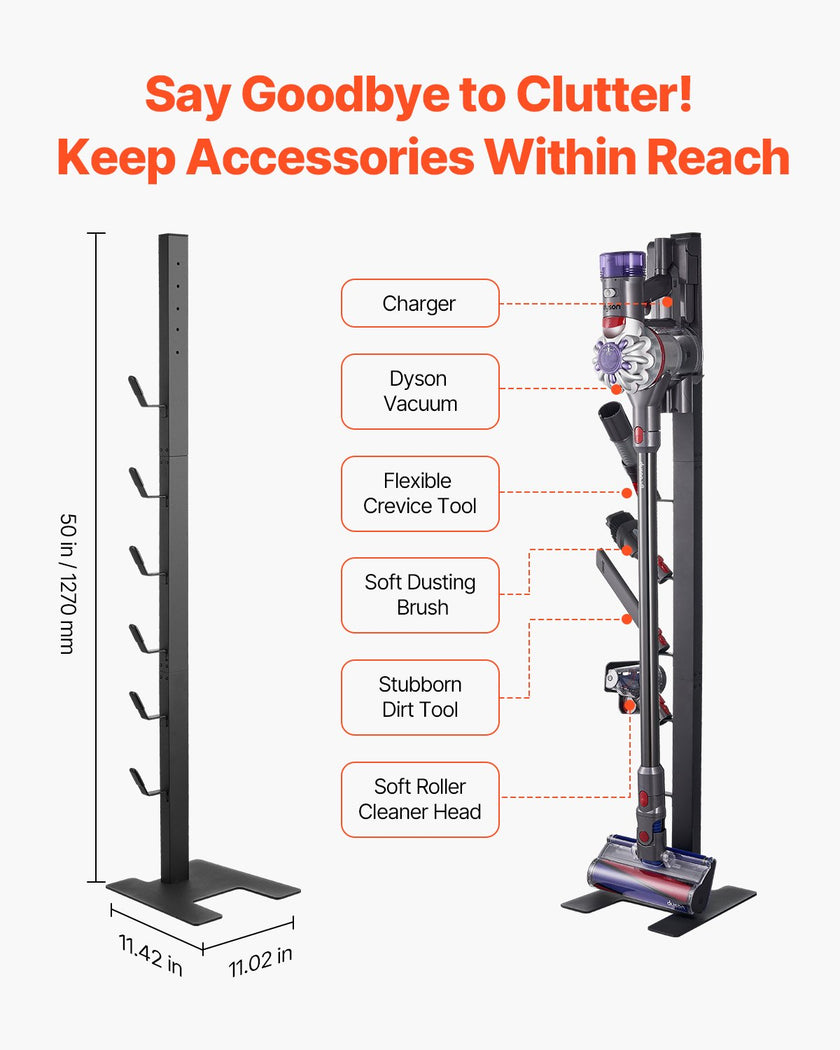 VEVOR Vacuum Stand for Dyson Multi-Models Storage Bracket Holder with 6 Hooks