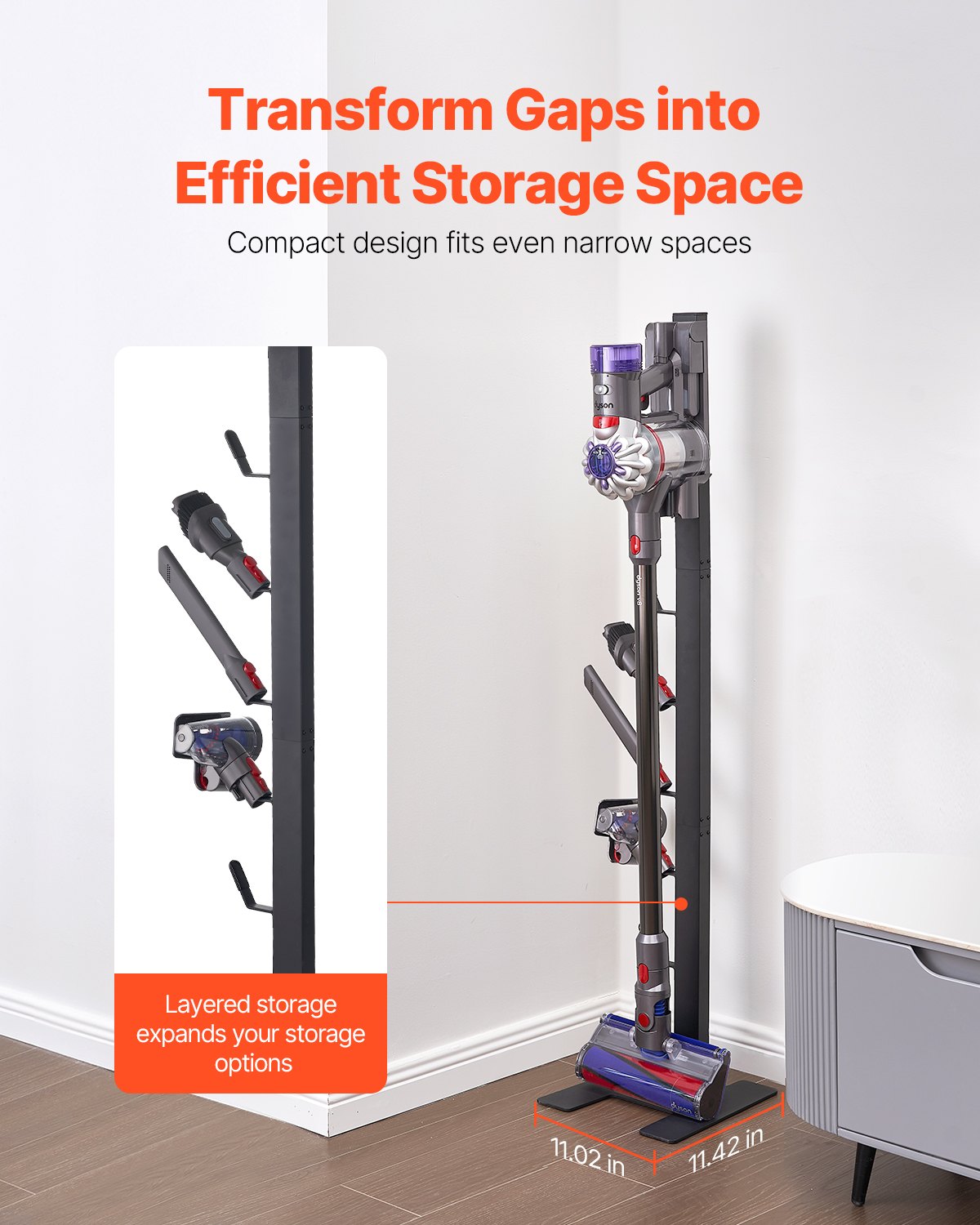 VEVOR Vacuum Stand for Dyson Multi-Models Storage Bracket Holder with 6 Hooks