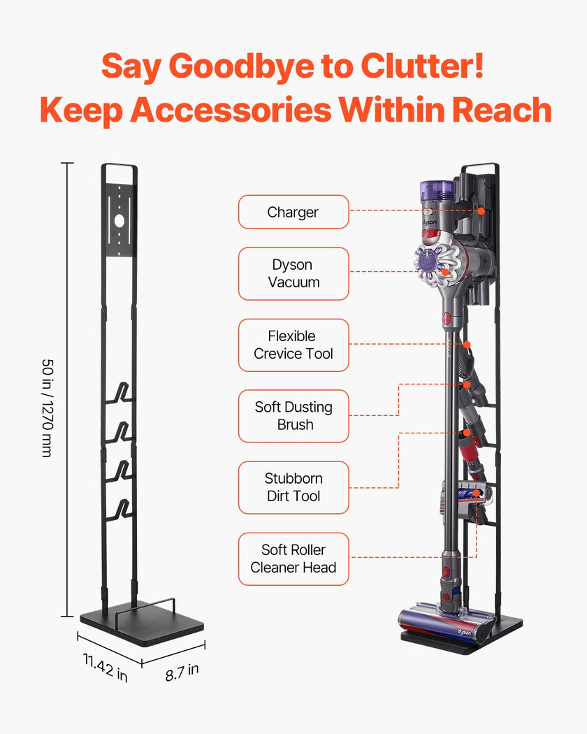VEVOR Vacuum Stand for Dyson Multi-Models Storage Bracket Holder with 4 Hooks