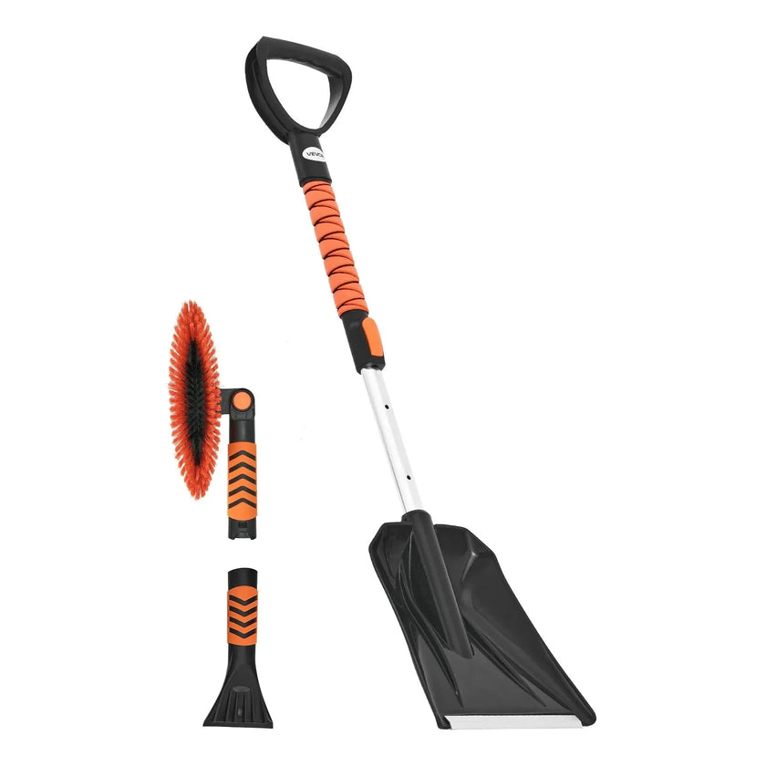 VEVOR Snow Shovel and Snow Brush, 42 in Extendable Snows Broom & Ice Scraper with 180° Pivoting Brush Head, Non-Slip Grip, Portable Winter Snows Removal Tools for Cars Trucks SUVs Vehicle