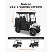 Golf Cart Cover for 2 & 2+2 Passenger Carts, Full Enclosure 600D Waterproof Oxford Fabric Cover with Clear PVC Windshield, Roll-Up Doors & Windproof Straps