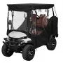 Golf Cart Cover for 2 & 2+2 Passenger Carts, Full Enclosure 600D Waterproof Oxford Fabric Cover with Clear PVC Windshield, Roll-Up Doors & Windproof Straps