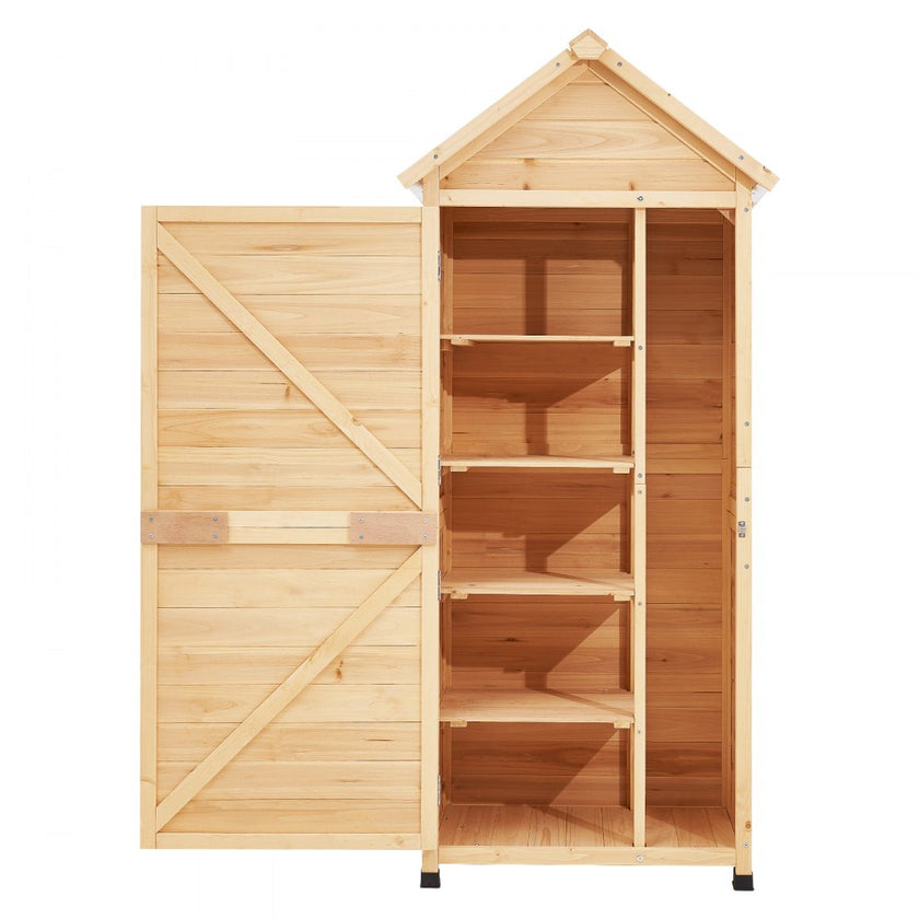 VEVOR Outdoor Wooden Storage Shed Waterproof Garden Tool Shed 28x63 inch