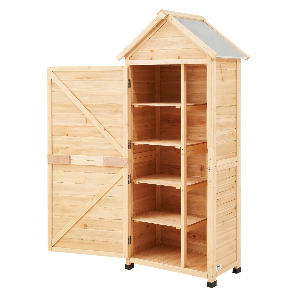 VEVOR Outdoor Wooden Storage Shed Waterproof Garden Tool Shed 28x63 inch