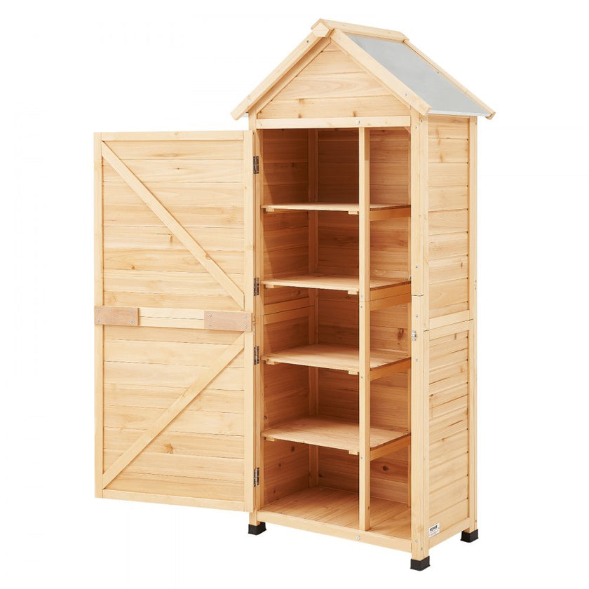 VEVOR Outdoor Wooden Storage Shed Waterproof Garden Tool Shed 28x63 inch