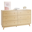 6 Drawer Dresser, Modern Wooden Storage Chest with Metal Handles & Anti-Tip Device, Light Wood
