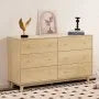 6 Drawer Dresser, Modern Wooden Storage Chest with Metal Handles & Anti-Tip Device, Light Wood