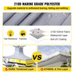 VEVOR T-Top Boat Cover, Fit for 16\'-18.5\' Boat, Heavy Duty 600D Marine Grade Oxford Hard Top Cover, UV Resistant Waterproof Center Console Boat Cover w/ 2 Support Poles and 5 Wind-Proof Straps, Gray