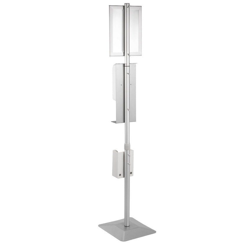 VEVOR Automatic Hand Dispenser with Stand, Infrared Sensing Sanitizing Station with Signboard & Tissue Box, 1000 mL Hand Sanitizer Dispenser, 55''-63'' H Hand Sanitizer Stand for Home & Public Areas