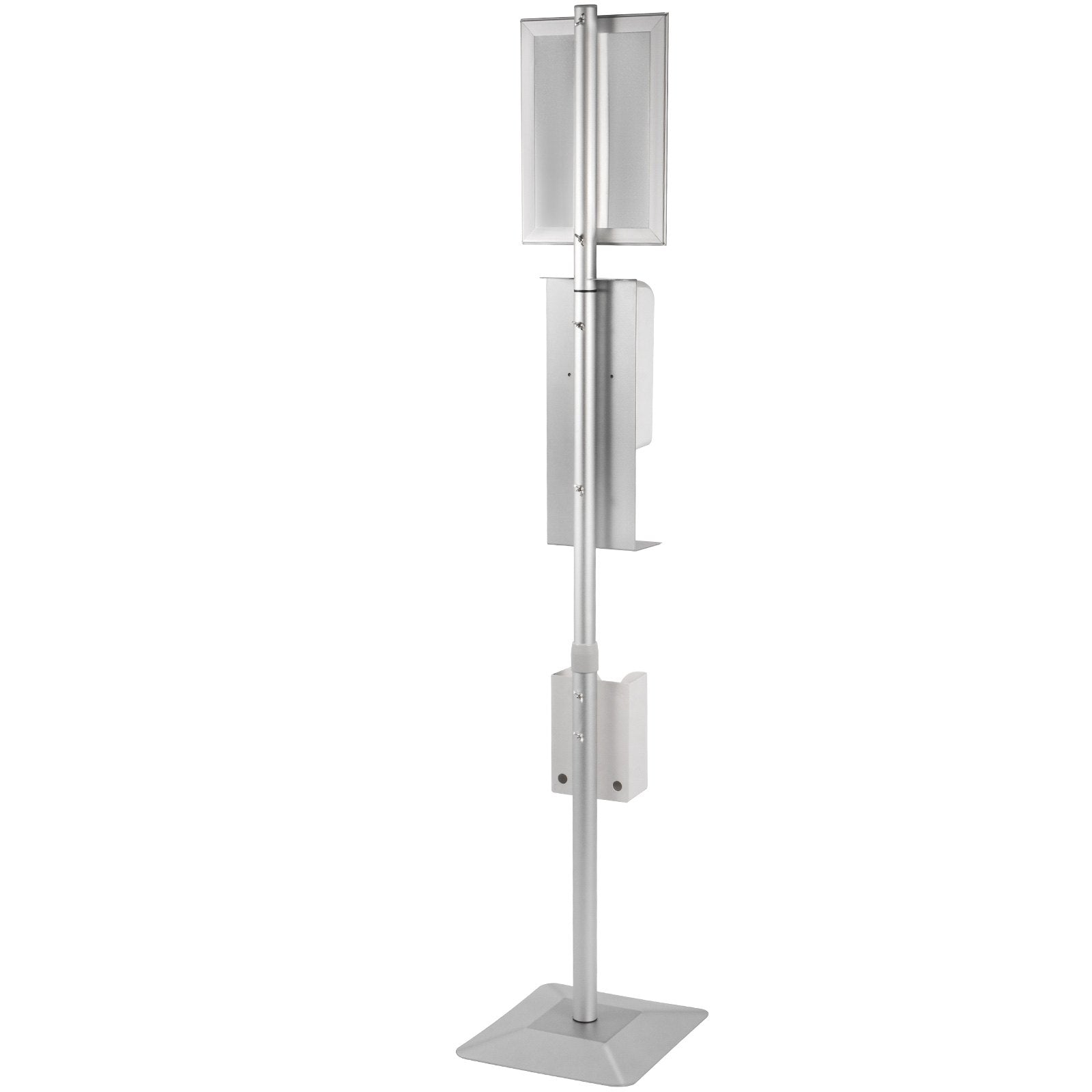 VEVOR Automatic Hand Dispenser with Stand, Infrared Sensing Sanitizing Station with Signboard & Tissue Box, 1000 mL Hand Sanitizer Dispenser, 55''-63'' H Hand Sanitizer Stand for Home & Public Areas