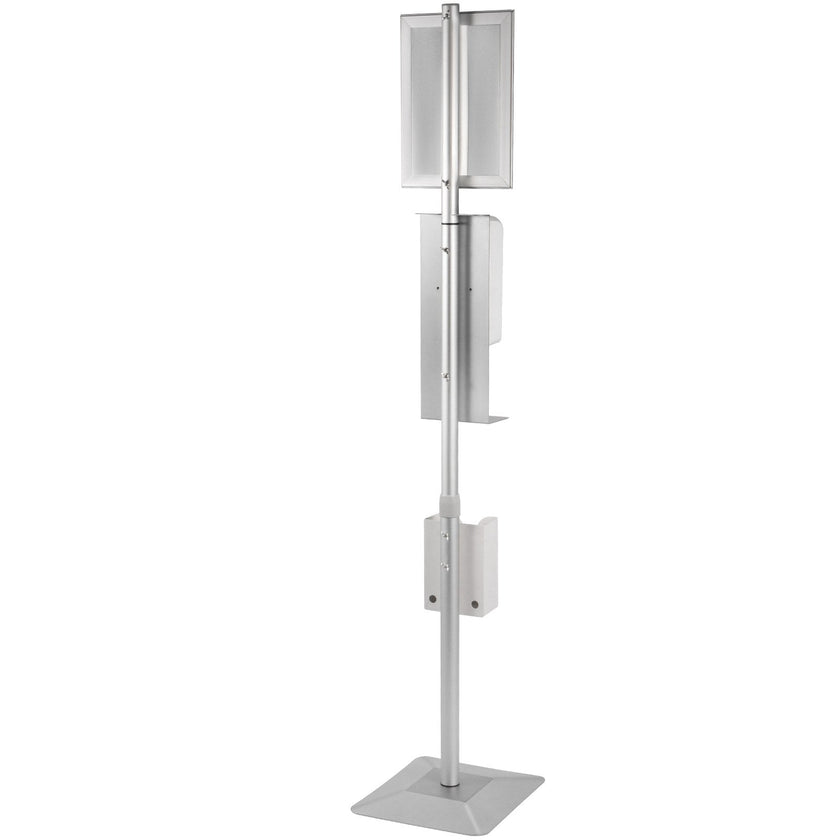 VEVOR Automatic Hand Dispenser with Stand, Infrared Sensing Sanitizing Station with Signboard & Tissue Box, 1000 mL Hand Sanitizer Dispenser, 55''-63'' H Hand Sanitizer Stand for Home & Public Areas