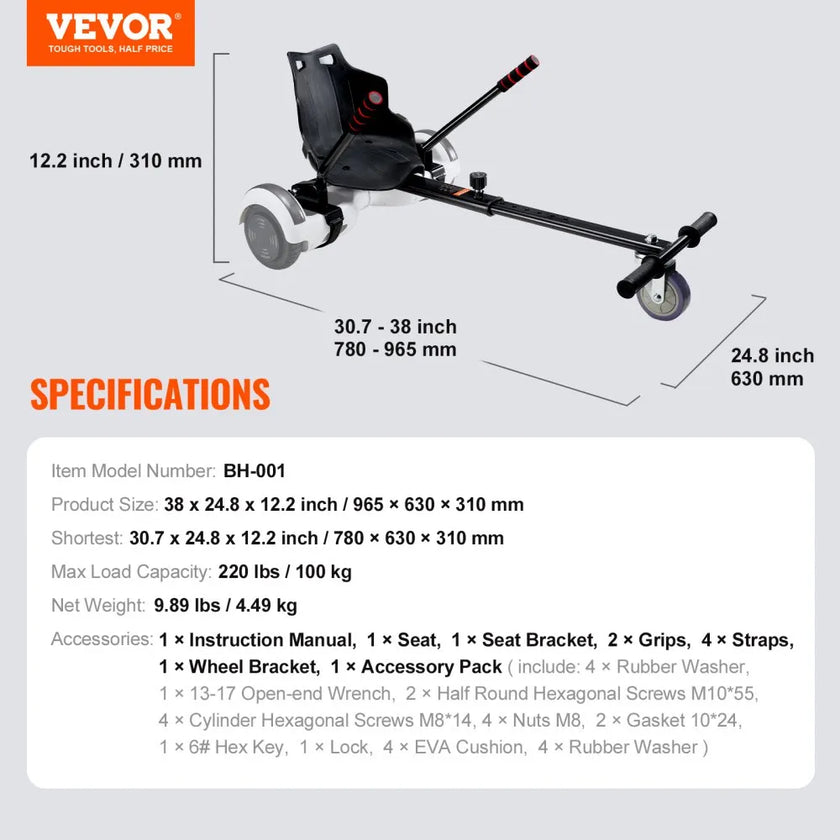 VEVOR Hoverboard Seat Attachment, Compatible with All 6.5