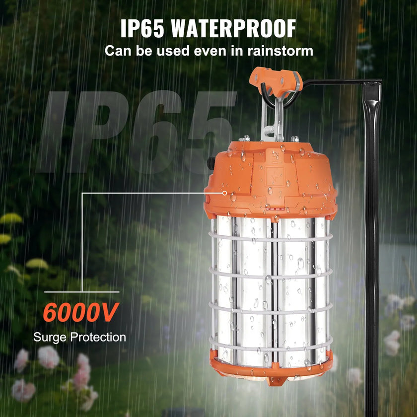 VEVOR LED Temporary Work Light, 150W, 20000lm Construction Lights, 5000K Portable Super Bright & Waterproof & Connected Up to 6 lights, Hanging Job Site Lighting for Indoor and Outdoor Lighting